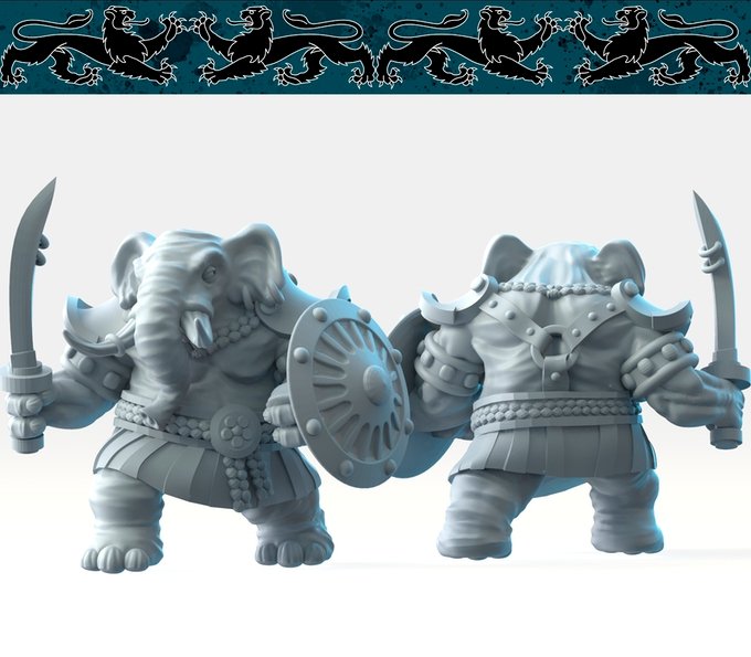 Loxodons, Resin miniatures 11:56 (28mm / 34mm) scale - Ravenous Miniatures
