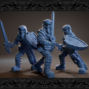 Medium armored Skeletons X3 , Resin Miniatures by Brayan Naffarate - Ravenous Miniatures
