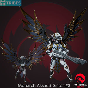 Monarch Assault Sisters, Unpainted Resin Miniature Models. - Ravenous Miniatures