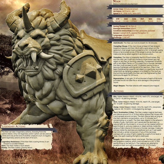 Nian, Resin miniatures 11:56 (28mm / 34mm) scale - Ravenous Miniatures
