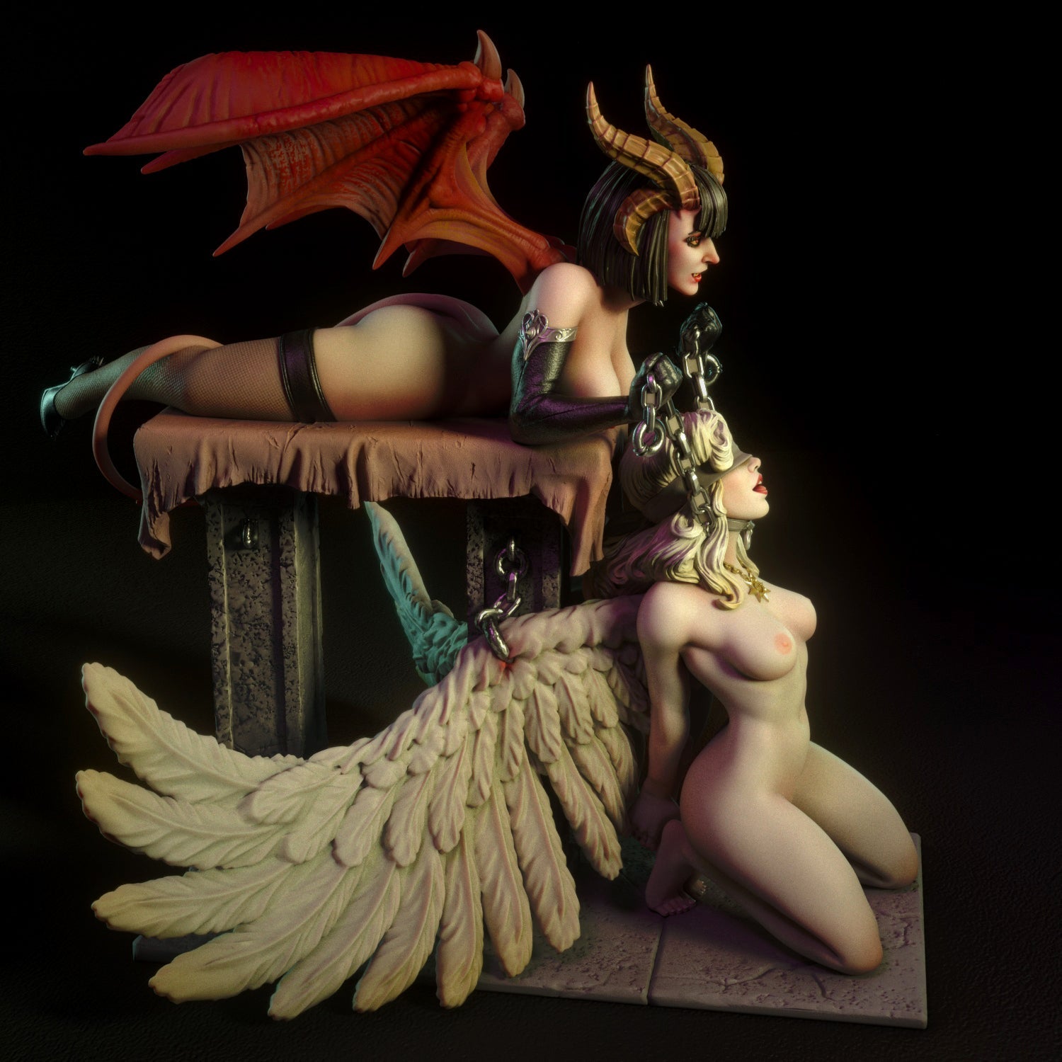 NSFW Demon and Angel, Pin-up Miniatures by Torrida - Ravenous Miniatures