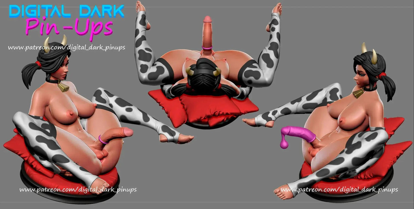 NSFW Futa Cow Girl, Pin-up Miniatures by Digital Dark - Ravenous Miniatures