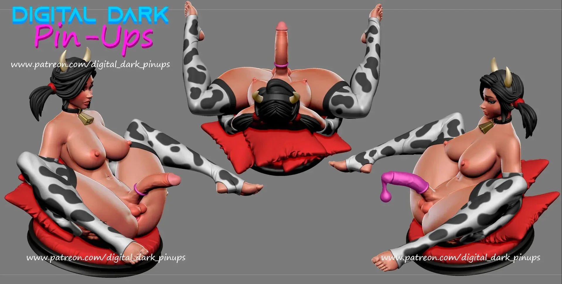 NSFW Futa Cow Girl, Pin-up Miniatures by Digital Dark - Ravenous Miniatures