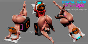 NSFW Futa Gamer girl Tails, Pin-up Miniatures by Digital Dark - Ravenous Miniatures