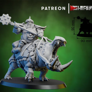 Ogre Hyppo riders, Resin miniatures 11:56 (28mm / 32mm) scale - Ravenous Miniatures