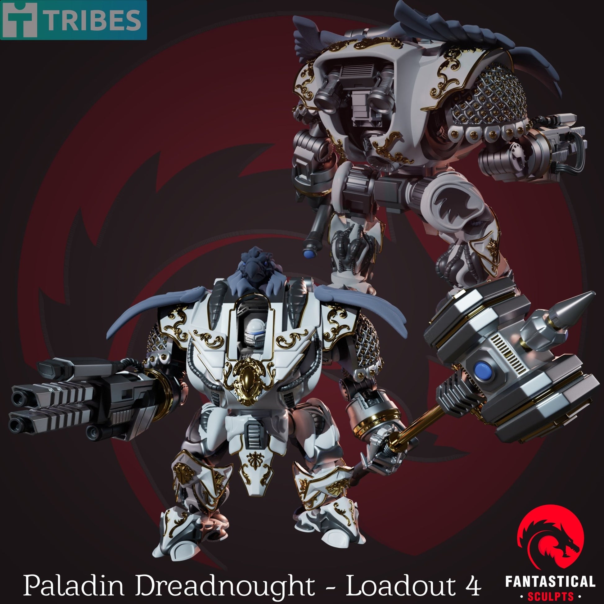 Paladin Dreadnaught, Unpainted Resin Miniature Models. - Ravenous Miniatures
