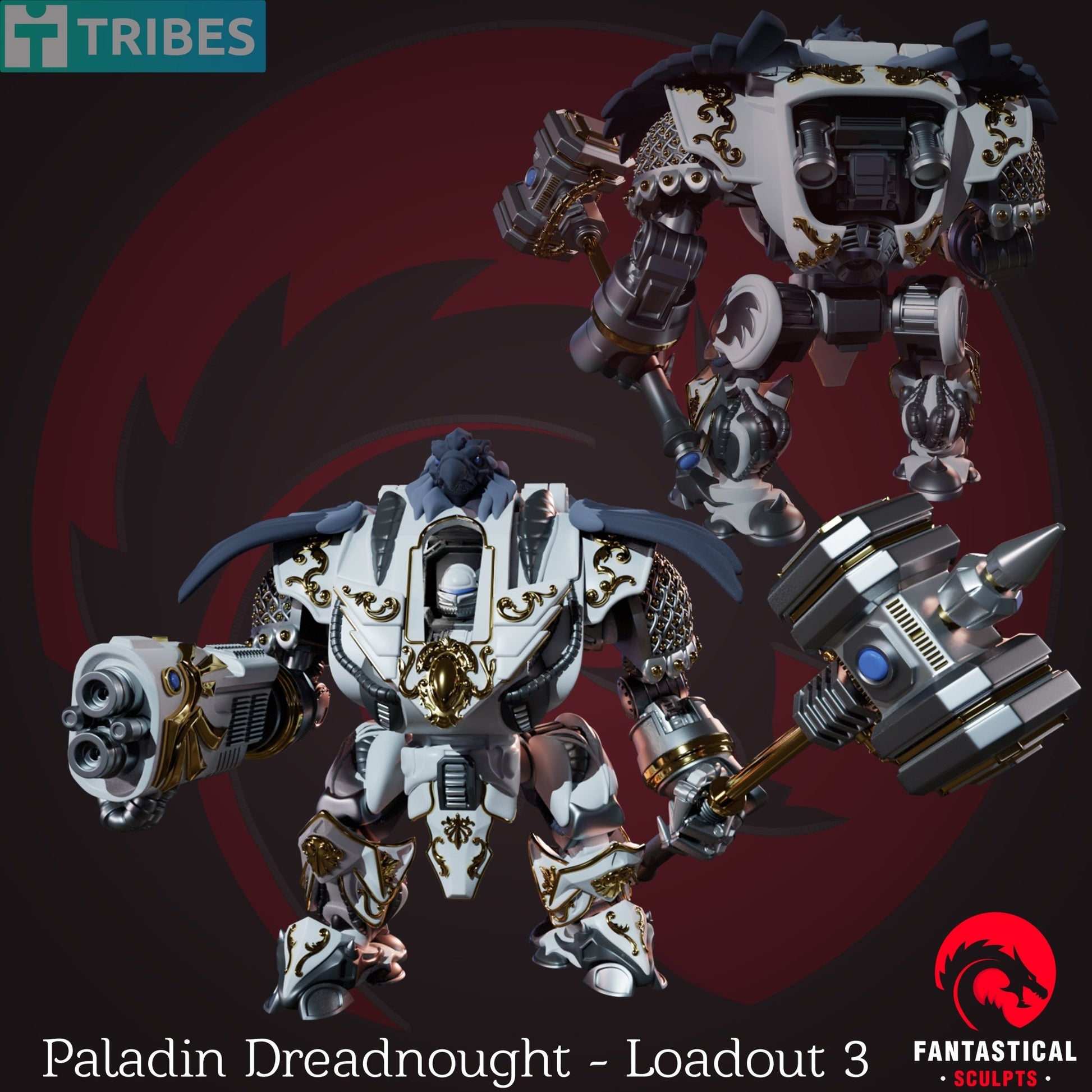 Paladin Dreadnaught, Unpainted Resin Miniature Models. - Ravenous Miniatures