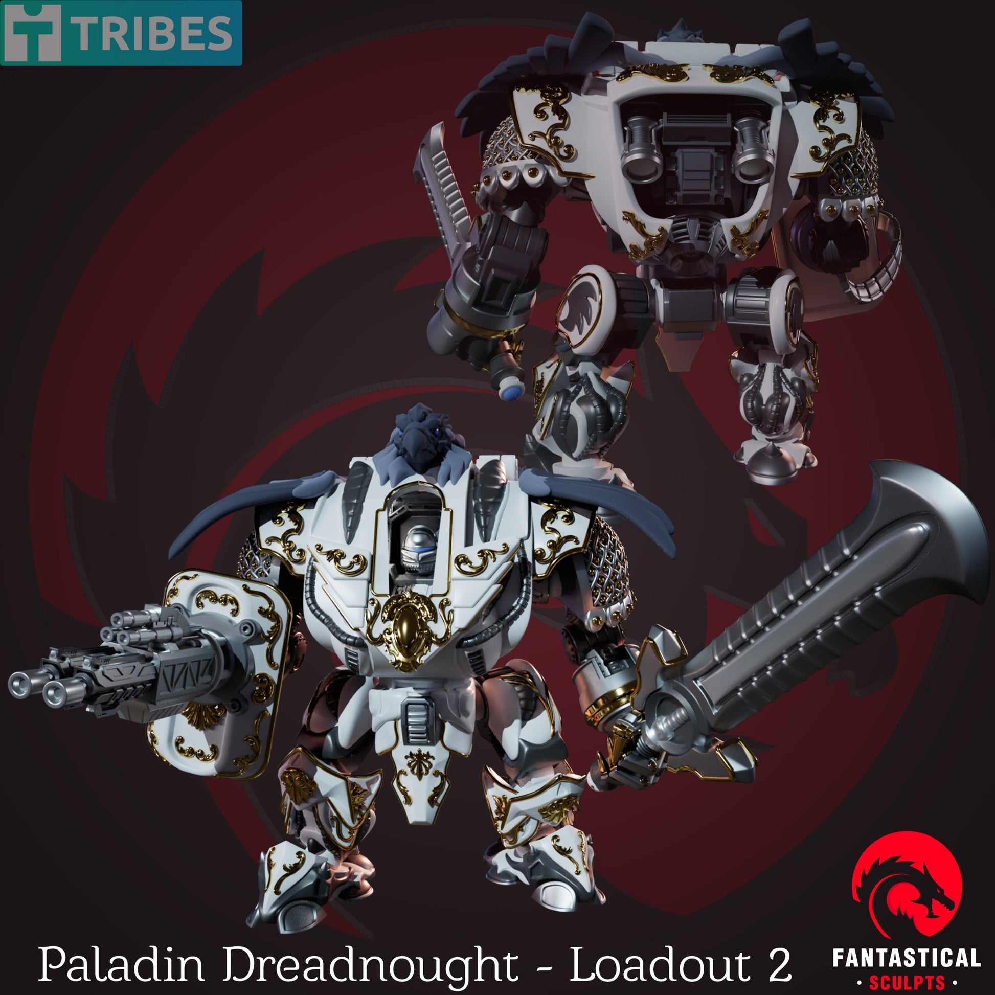 Paladin Dreadnaught, Unpainted Resin Miniature Models. - Ravenous Miniatures