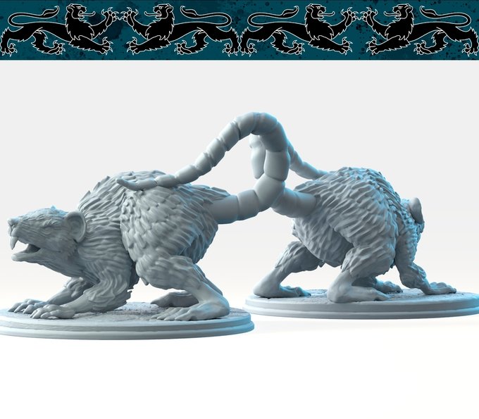 Rats, Resin miniatures 11:56 (28mm / 34mm) scale - Ravenous Miniatures