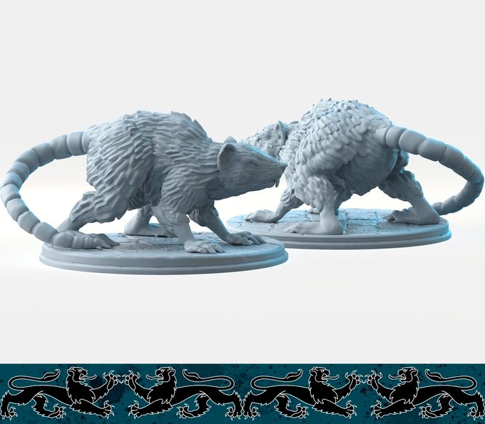 Rats, Resin miniatures 11:56 (28mm / 34mm) scale - Ravenous Miniatures