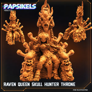 Raven Queen skull hunter in throne, Resin miniatures, unpainted and unassembled - Ravenous Miniatures