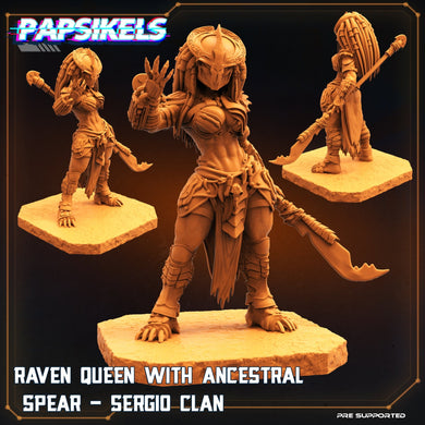 Raven Queen skull hunter with Ancestral spear, Resin miniatures, unpainted and unassembled - Ravenous Miniatures