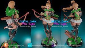 SFW Elf girl archer, Pin-up Miniatures by Digital Dark - Ravenous Miniatures