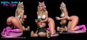 SFW gamer girl bear, Pin-up Miniatures by Digital Dark - Ravenous Miniatures
