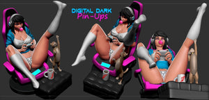 SFW Gamer girl kitty player, Pin-up Miniatures by Digital Dark - Ravenous Miniatures