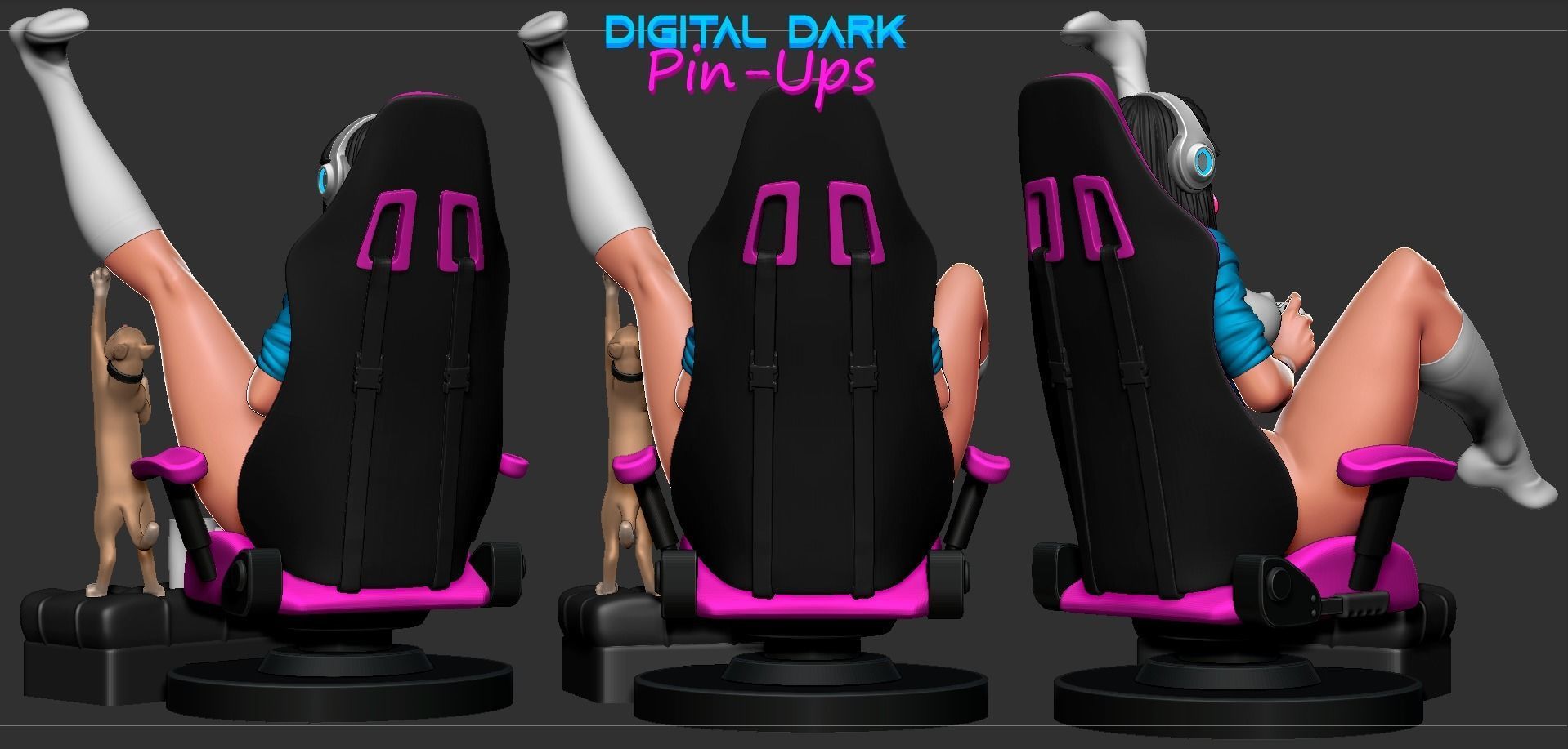 SFW Gamer girl kitty player, Pin-up Miniatures by Digital Dark - Ravenous Miniatures