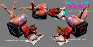 SFW Gamer girl yes Daddy, Pin-up Miniatures by Digital Dark - Ravenous Miniatures