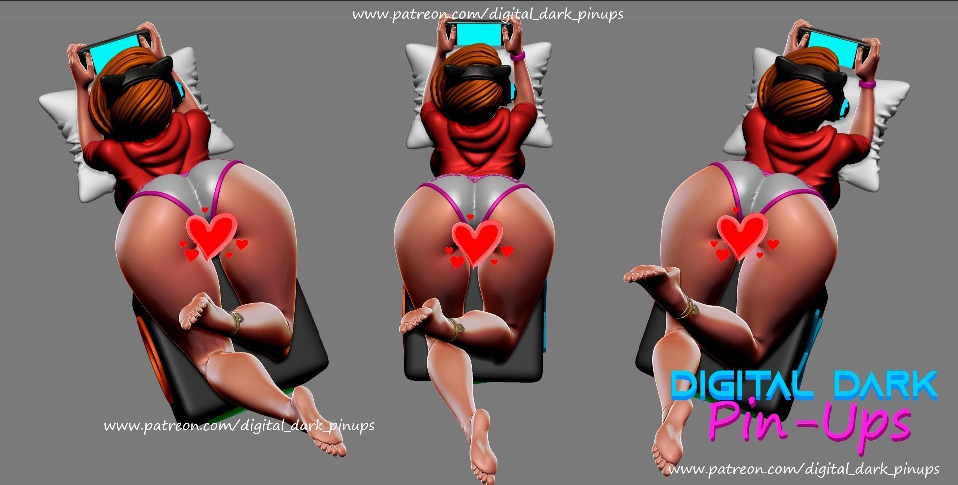 SFW Gamer girl yes Daddy, Pin-up Miniatures by Digital Dark - Ravenous Miniatures