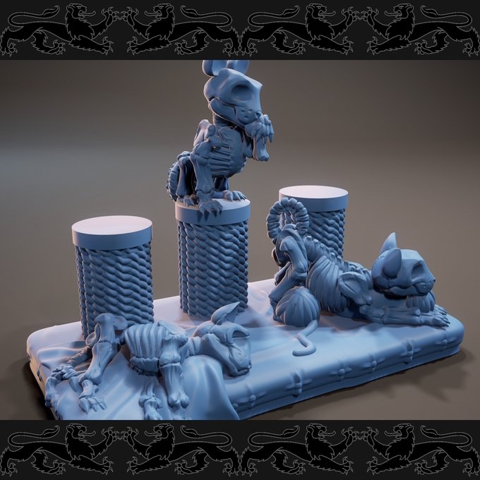 Skeleton Cat, Resin miniatures 11:56 (28mm / 34mm) scale - Ravenous Miniatures