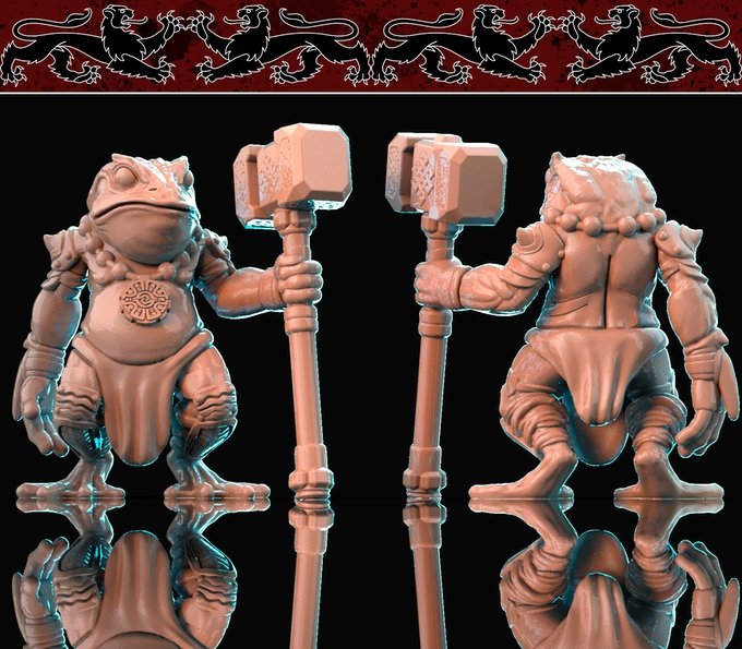 Toad folk, Resin miniatures 11:56 (28mm / 34mm) scale - Ravenous Miniatures