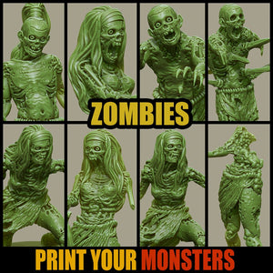 Zombie pack, resin 3D printed Miniatures by Printyourmonster - Ravenous Miniatures